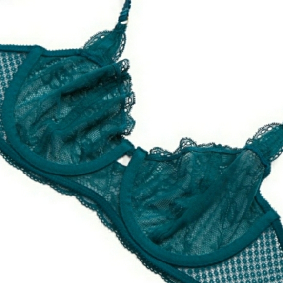 SAM EDELMAN Lace Push Up Bra Green Teal - Picture 6 of 7